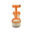 thumbnail image 6 of BLISSFUL STEP Women's Shoes Espadrille Wedge Ankle Buckle T-Strap Platform Sandals Orange 8.5, 6 of 7