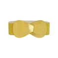 thumbnail image 1 of Cinturón elástico de cuero sintético con hebilla en forma de 8 Inspire Chic para ajustar la cintura de dama, medida de cintura: 25"/63.5cm-37"/94cm, dorado metálico, 1 of 6