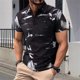 thumbnail image 2 of Blusa de Manga Corta, Botón Versátil de la Moda de los Hombres, Blusa de Cuello de Turndown de Bloque de Color, 2 of 9