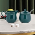 thumbnail image 6 of QSTDGVPW Ceramic Sugar Bowl with Lid and Spoon Durable Creamer Pitcher Set for Coffee Tea Green, 6 of 8