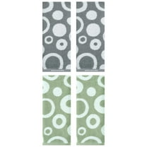 NOMADIC NOOK 4 Pack Cute Round Geometric Pattern Hand Towels, 100% Cotton Soft Comfortable Highly Absorbent Green/Grey 14" x 28"