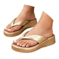 thumbnail image 3 of Fsqjgq Womens Shoes Wedge Flip Flops Summer Slip on Sandals Beach Pool Slippers Backless Thong Sandal, 3 of 9