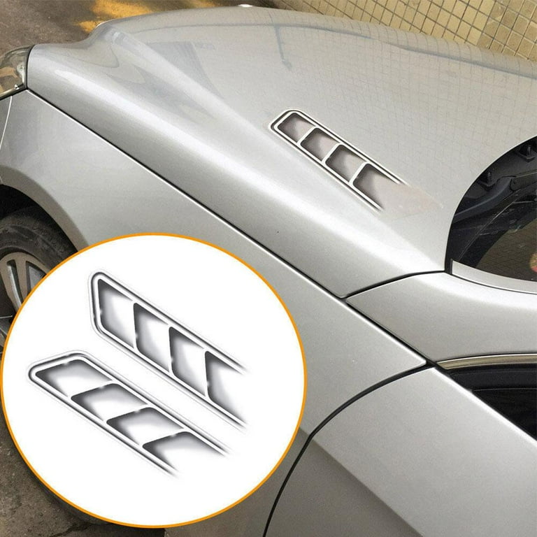 1Pair 3D Fake Vents Decor Car Hood Simulation Outlet Decal