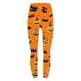 thumbnail image 4 of qolati Halloween Leggings for Women Soft Stretchy Pumpkin Printed Pajamas Pants High Waisted Tummy Control Athletic Workout Yoga Pant Yellow L, 4 of 6