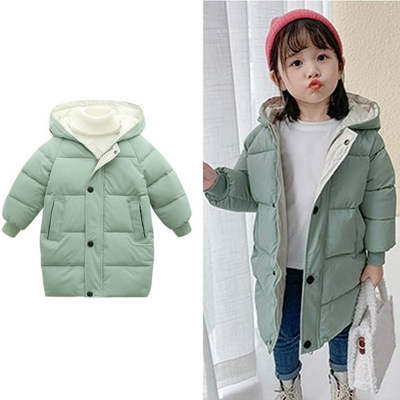 Boy Winter Coat,Kids Puffer Jacket Mid-Length Heavyweight with Collar Hooded Windproof Warm Winter Thicken Coat Grils Winter Coats Size 12-18 Months