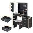thumbnail image 4 of Algherohein Modern Vanity Makeup Table Set with 5 Drawer Lighted Mirror Bedroom，Black, 4 of 9