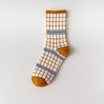 thumbnail image 2 of Yuanlong Womens Socks Ladies Blue Checkered Milk Patterned Cotton Mid Tube Socks Winter Spring Cute Versatile Crew Socks, 2 of 3