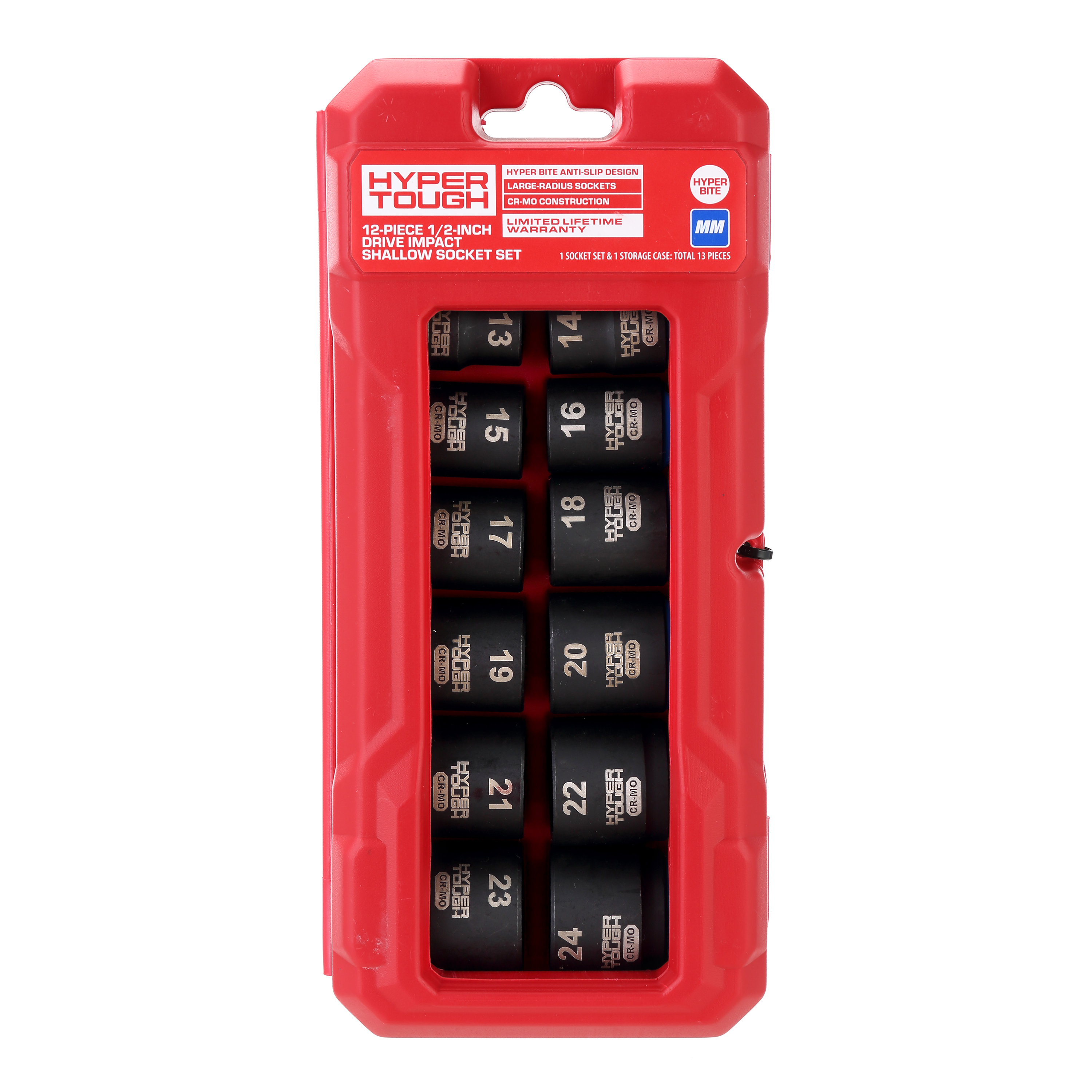 Hyper Tough Juego de Dados de Impacto Superficiales de 1/2 Pulgada, Métrico, 12 Piezas 3