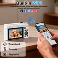 thumbnail image 3 of 4K Digital Camera 75MP with Autofocus, 18X Zoom Vlogging Camera for Youtube, 3" Flip Screen, Compact Travel Camera for Teens, Includes 32GB Card & Tripod, White, 3 of 9