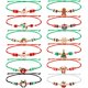 thumbnail image 1 of 12 pulseras de la amistad para niñas, pulsera trenzada navideña, pulsera tejida ajustable hecha a mano con colgante de copo de nieve, muñeco de nieve y alce de Papá Noel, 1 of 4