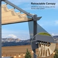 thumbnail image 6 of PURPLE LEAF 10' X 13' Patio Retractable Pergola with Shade Canopy Modern Grill Gazebo Aluminum Metal Pergola for Porch Deck Garden Backyard Pergola, Beige, 6 of 8