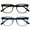 All Black / Transparent Blue - 2 Pairs, variant on OPULIZE LEO Reading Glasses - 2 -Pack - Large Rectangular Frame - Purple, Clear - Mens Womens - Spring Hinges - RR55-5C - +3.00