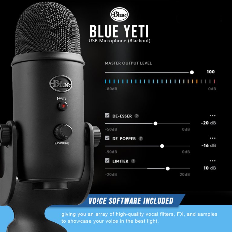 Blue Microphones Yeti Blackout Microphone Bundle, Creator/Producer  Accessories 