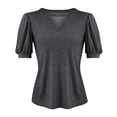 thumbnail image 3 of Seductiva Women's T-Shirts Short Sleeve Summer Tops Women's Casual V Neck Puff Short Sleeve Tops Loose Tunic Blouse Casual Summer Tops Trendy Solid Loose Fit Tshirt Summer Casual Tee Tops, 3 of 3