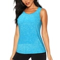thumbnail image 1 of Fotbe Sky Blue Glitter Blusas Sin Mangas para Mujer – Estilo Casual, Corte Suelto, Slim-Fit, Cuello Redondo Deportivo, Tops de Verano para Gimnasio y Yoga-Medium, 1 of 7