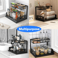 thumbnail image 6 of Swayvoo Under Sink Organizer 2 Pack — 2-Tier Adjustable Sliding Under Sink Storage for Bathroom & Kitchen Cabinet, Pull-Out Basket Organizer, Black, 6 of 7