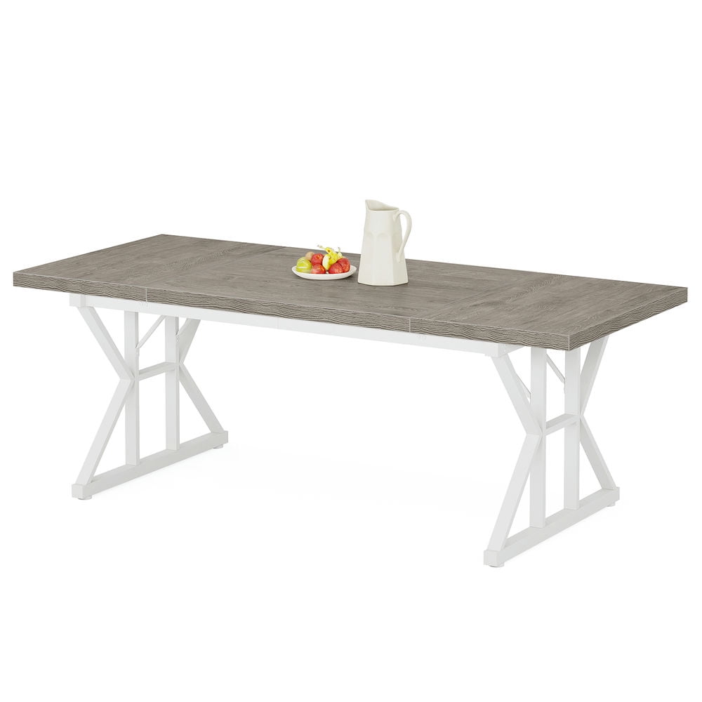 Spaco 6FT Conference Table, Rectangle Meeting Room Table Executive Desk, Desk for Indoor as Home, Office, Gray+White