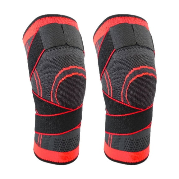BESTSKY 2-piece Knee Brace,Nylon Knee Compression Sleeves Men,Patella Bands,Red,S