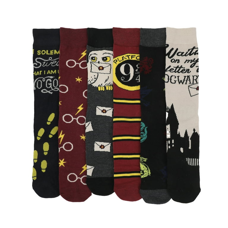 Harry Potter Socks Men's Shoe Size 8-12 Casual Crew 6 Pairs 6 Pack