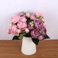 thumbnail image 3 of Cateissary Ramo de rosas persas filipinas artificiales de 5 cabezas, simulación para el hogar, decoración para fiesta de boda, flores falsas de Flores artificiales violeta Cateissary HA6434-04B, 3 of 6