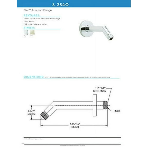 Speakman Neo S-2540 Shower Arm and Flange, 7", Polished Chrome