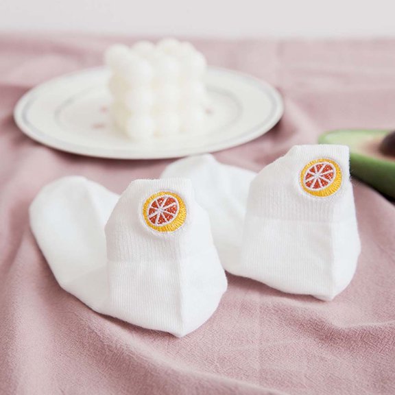 College Style Socks Sweet Casual Socks Sports Socks Shallow Mouth Cherry Strawberry Watermelon Low-top Embroidery Fruits Socks Women Socks Summer Socks Cotton Hosiery G GRAPEFRUIT