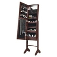 thumbnail image 4 of Gymax Jewelry Organizer Vanity Box with Full Length Mirror and 18 LED Lights, Brown, 4 of 6