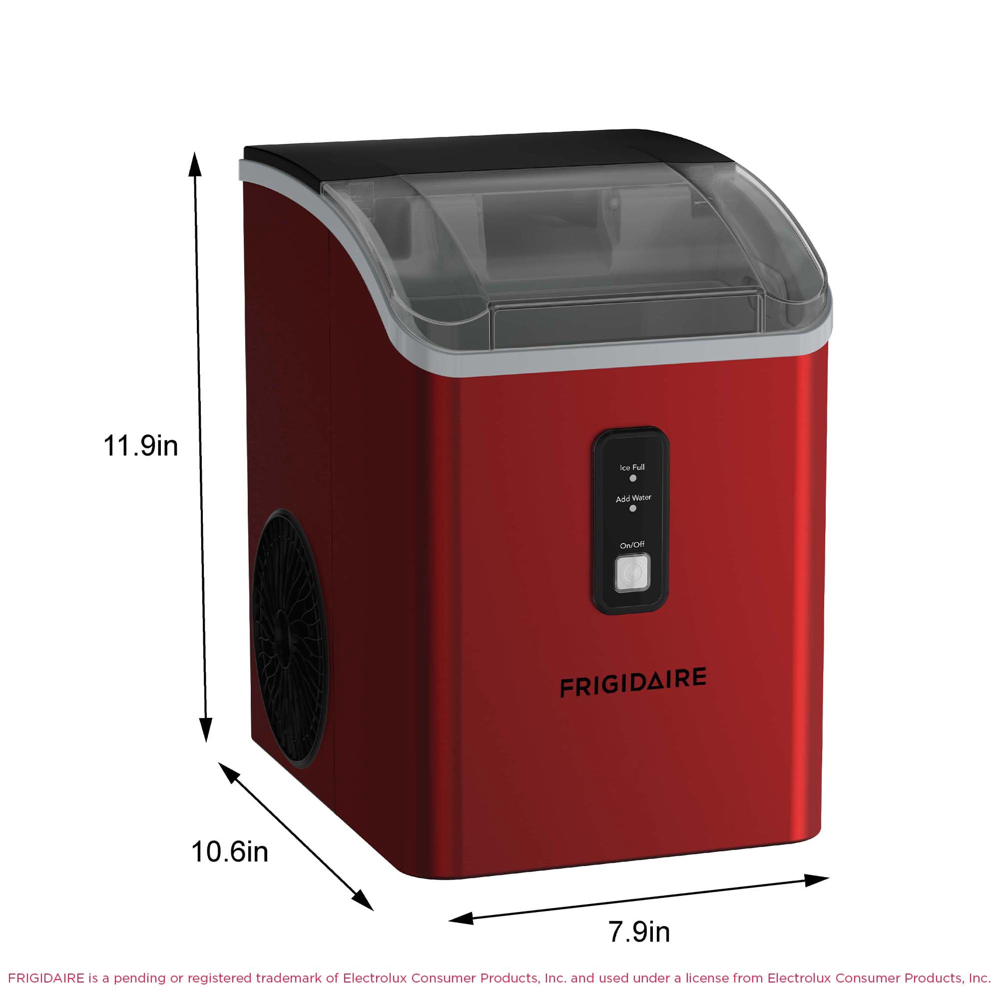 Frigidaire Nugget Ice Maker 33 Lbs, Red – Countertop Soft Pellet Ice Maker, Stainless Steel Ice Machine for Home, Kitchen, Bar