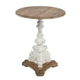 thumbnail image 2 of 27 Inch Side End Table, Mango Wood, Round, Turned Pedestal, White, Brown, Saltoro Sherpi, 2 of 5