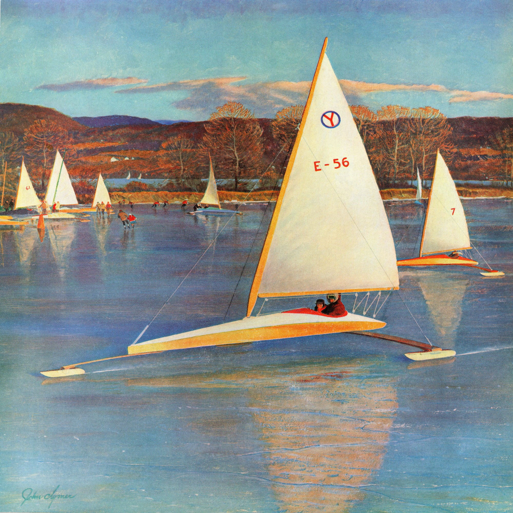 "Racing Boats" Painting Print on Wrapped Canvas