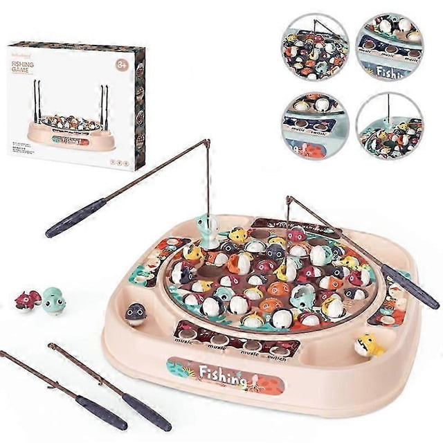 Juego de pesca musical para niños, juego de juguetes con tablero giratorio para atrapar.