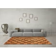 thumbnail image 3 of Ahgly Company Indoor Round Checkered Orange Modern Area Rugs, 4' Round, 3 of 4