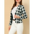 thumbnail image 6 of INSPIRE CHIC Women's Fitted Blazer Notch Lapel Printed Open Front Work Suit Jacket S Black-Plaid, 6 of 9