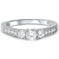 thumbnail image 3 of Pompeii 1/2ct Three Stone Round Diamond Engagement Ring 14K White Gold (H,I2-I3), 3 of 5
