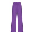 thumbnail image 4 of Sevevn Fashion Womens Casual Color Elastic Loose Pants Straight Wide Leg Trousers With Pocket Deal of the Week Purple XXL, 4 of 6
