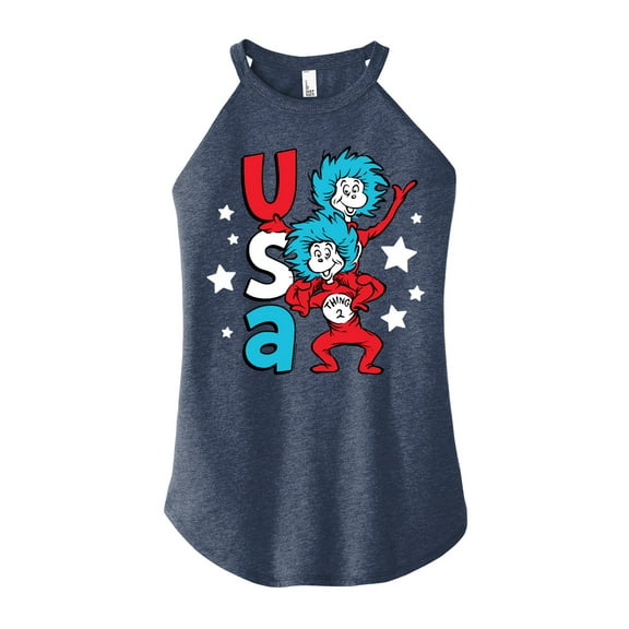 Dr. Seuss - USA Things - Juniors High Neck Tank Top