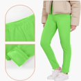 thumbnail image 3 of Teylalorva Girls Leggings Fleece Yoga Pants Tight Thermal Elastic Waist Cozy Warm Casual Long Trousers（3-13） Green Size 12, 3 of 9