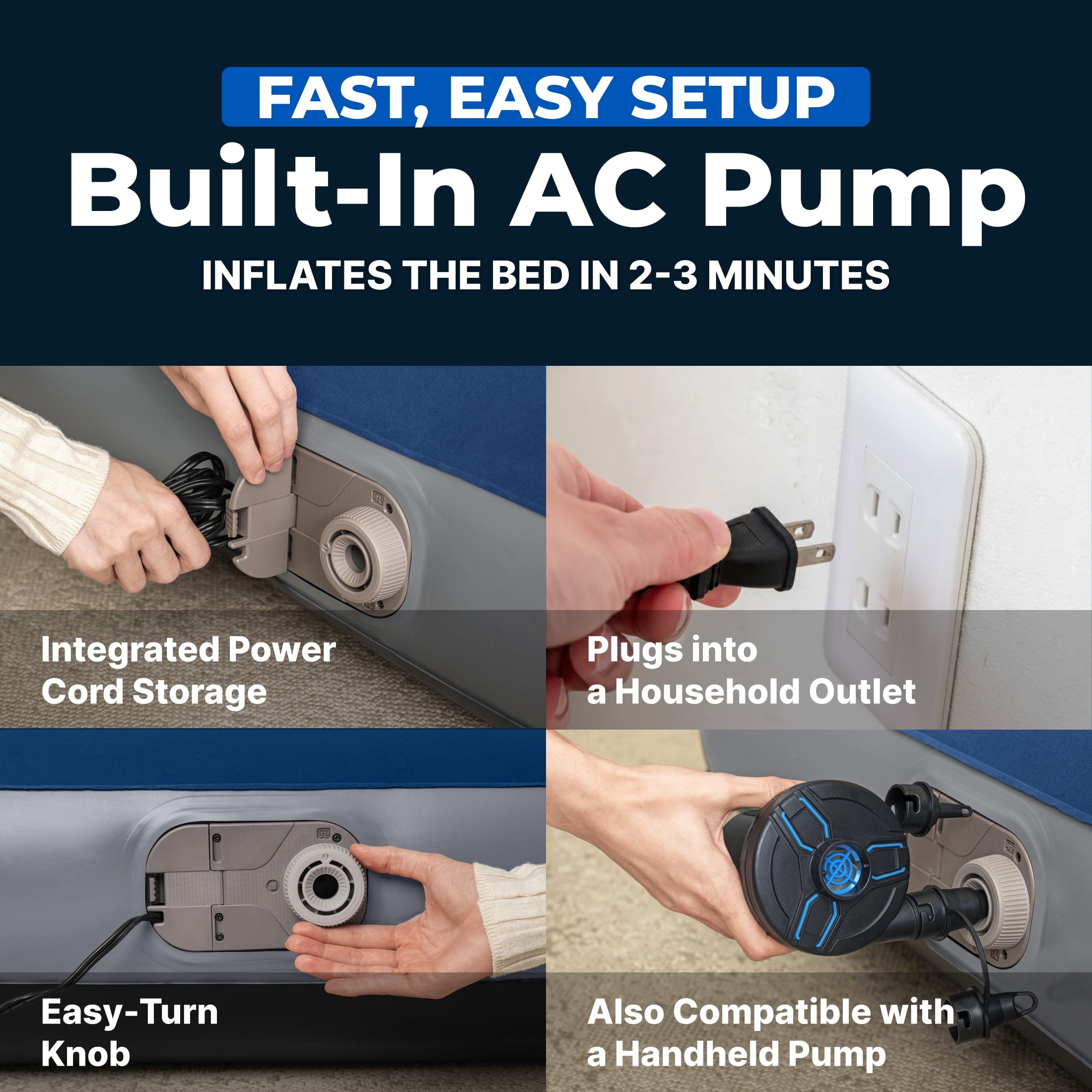 Bestway SleepSupport Air Mattress Full 12” with Built-in AC Pump