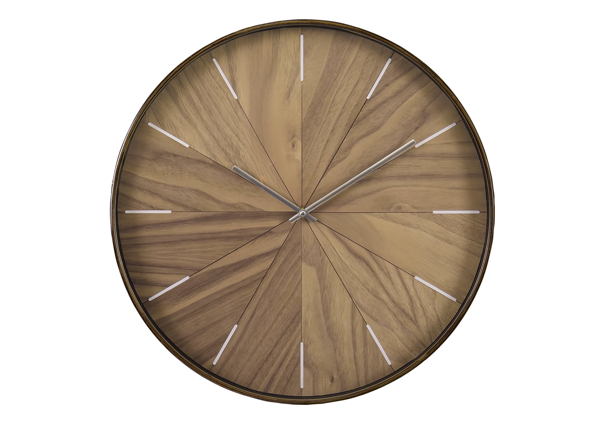 Monarch Specialties - Clocks, 20" Round, Wall Clock, Light Brown Face, Brown Frame, Contemporary, Modern