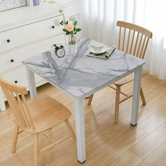 HAOXIT Fall Vinyl Waterproof Tablecloth, Rectangle Square Oilcloth Tablecloths Wipeable Table Cloth Cover for Square Tables, Kitchen, Dining Room Table, Crafting White white