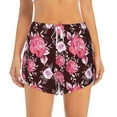 thumbnail image 2 of Susaid Rose Flowers Print Women's High Waisted Running Shorts Quick Dry Athletic Gym Track Workout Shorts Zip Pocket-XX-Large, 2 of 7