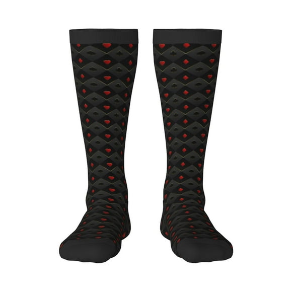 Fotbe Red Poker Calcetas Divertidas Estampadas para Hombre y Mujer, Calcetas de Algodón hasta la Rodilla para Caminar, Correr, Enfermería y Embarazo