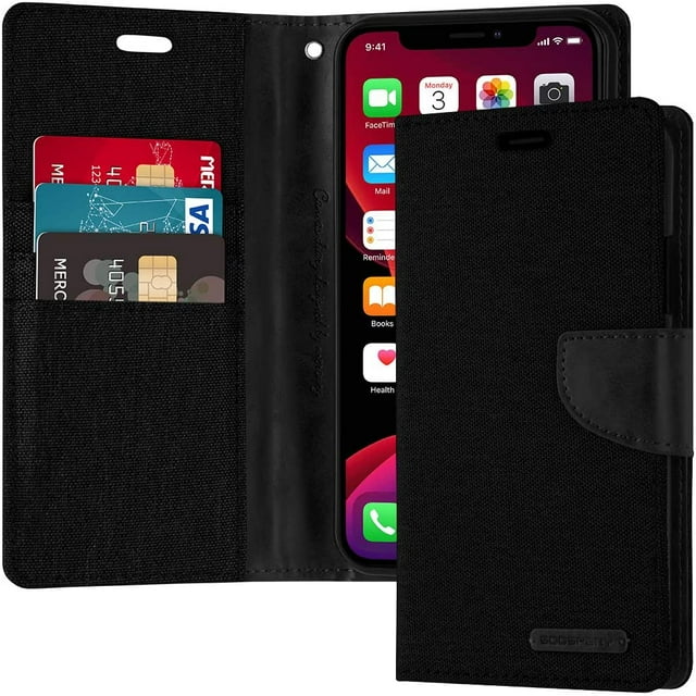 Goospery Étui Portefeuille en Toile pour Apple iPhone 11 Pro - Noir