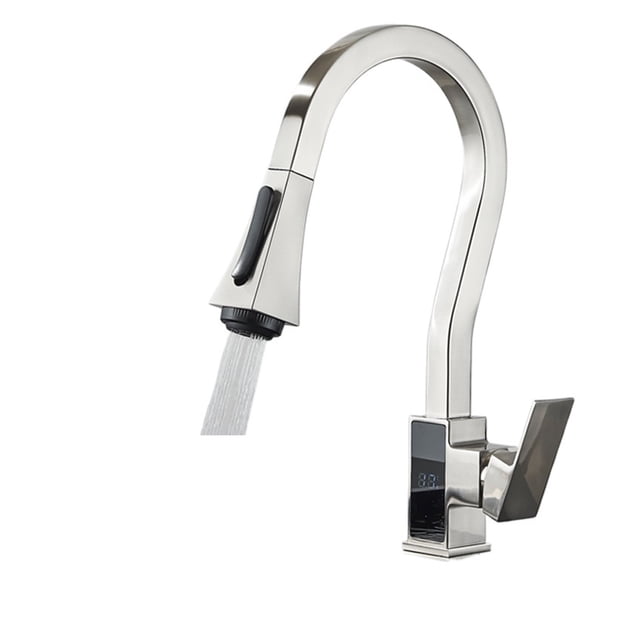 Digital Display Kitchen Faucet, Brushed 4 Functions Single Handle Pull Out Kitchen Sink Mixer Hot And Cold Water Taps ,Versatile Features