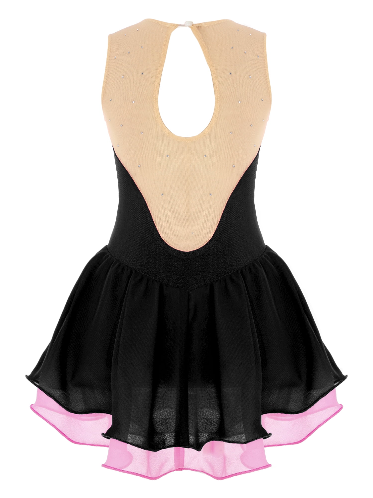 Robe De Danse Fille Sans Manches - Strass, Appliques, Ourlet Irrégulier, Pour Ballet, Gym, Patinage, Yoga - 10