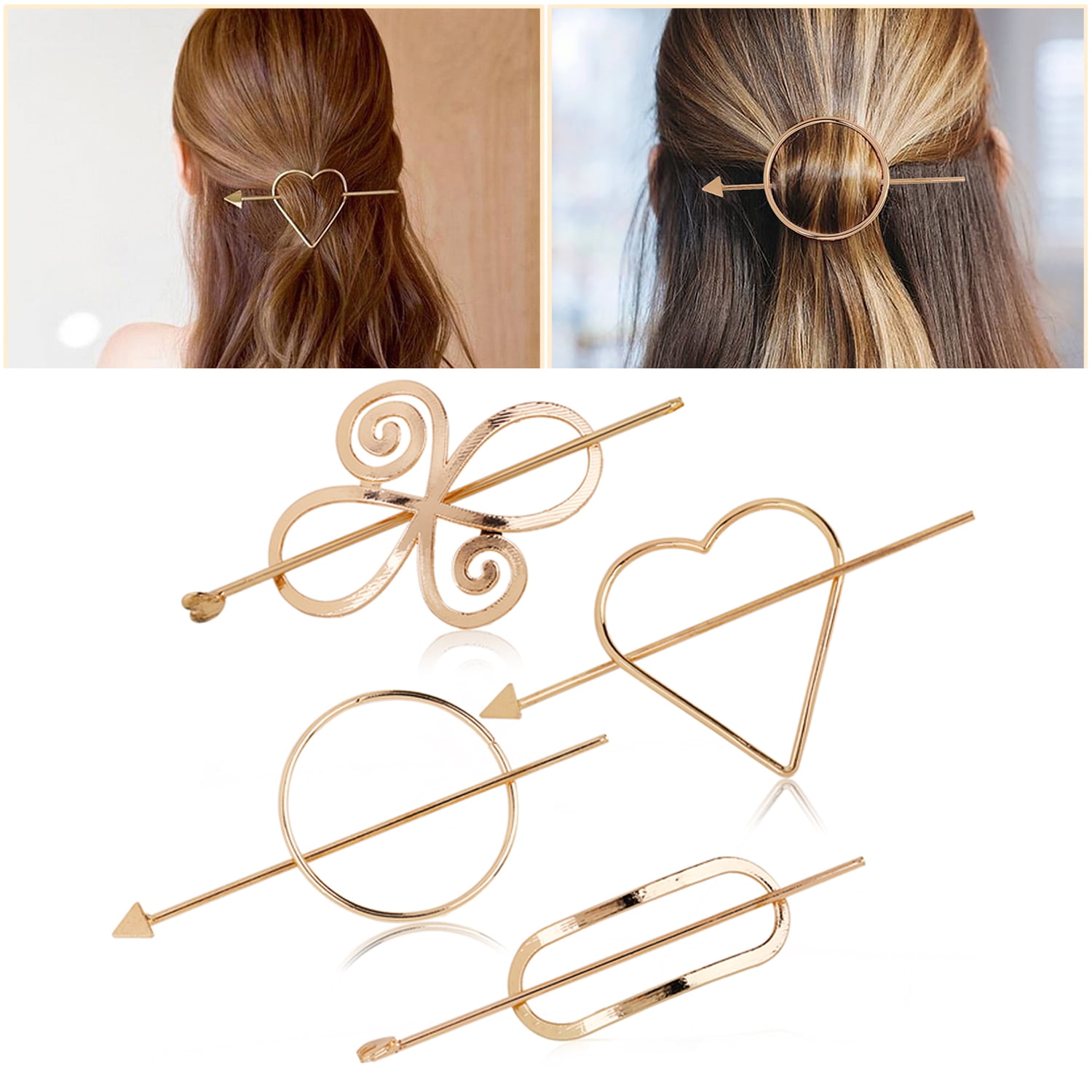 Women's Girls Multi-Geometric Hair Clips Metallic Barrette Slide Grips Hairpins 