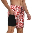 thumbnail image 2 of Naloa Plus Cross Print Men Swim Trunks with Compression Liner ,Board Shorts,Men's Swim Shorts with Drawstring and Elastic Waistband-Medium, 2 of 6
