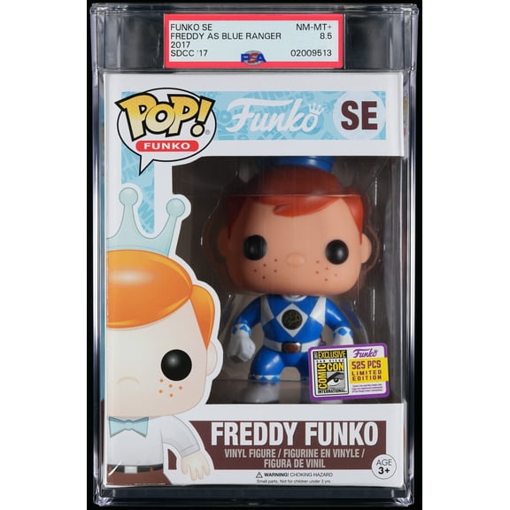 Funko, PSA Graded 8.5 NM-MT , Freddy as Blue Ranger Collectible Vinyl Figure #SE, Fully Encapsulated Bundle with Compatible Funko Pop! PSA Hard Protector Case