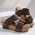 thumbnail image 4 of Slippers for Women,Slippers Comfortable Open Toe Sandals With Thick Sole For Casual Outdoor Relaxation Summer Style,Womens Slippers,Brown,8.5, 4 of 7