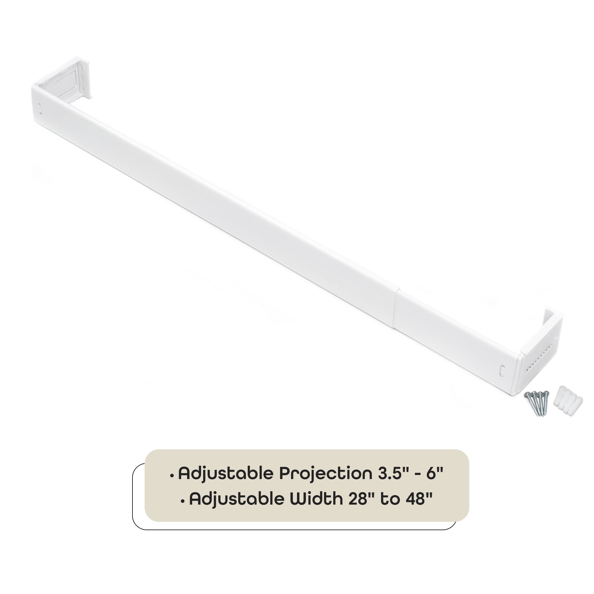 Achim Fantasia 2.5" Wide Curtain Rod, 28-48", White